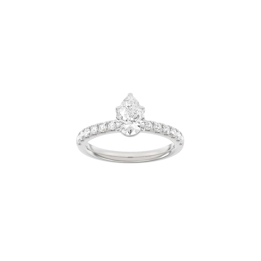Siersbøl dråbeformet ring i 14 kt hvidguld med 1,4 ct lab-diamanter